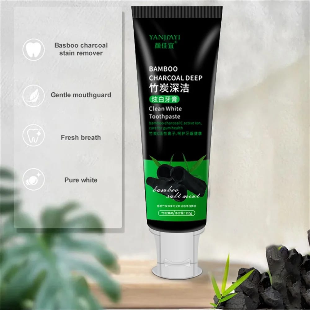Bamboo Charcoal Black Toothpaste Deep Clean Mint Flavor Teeth Whitening