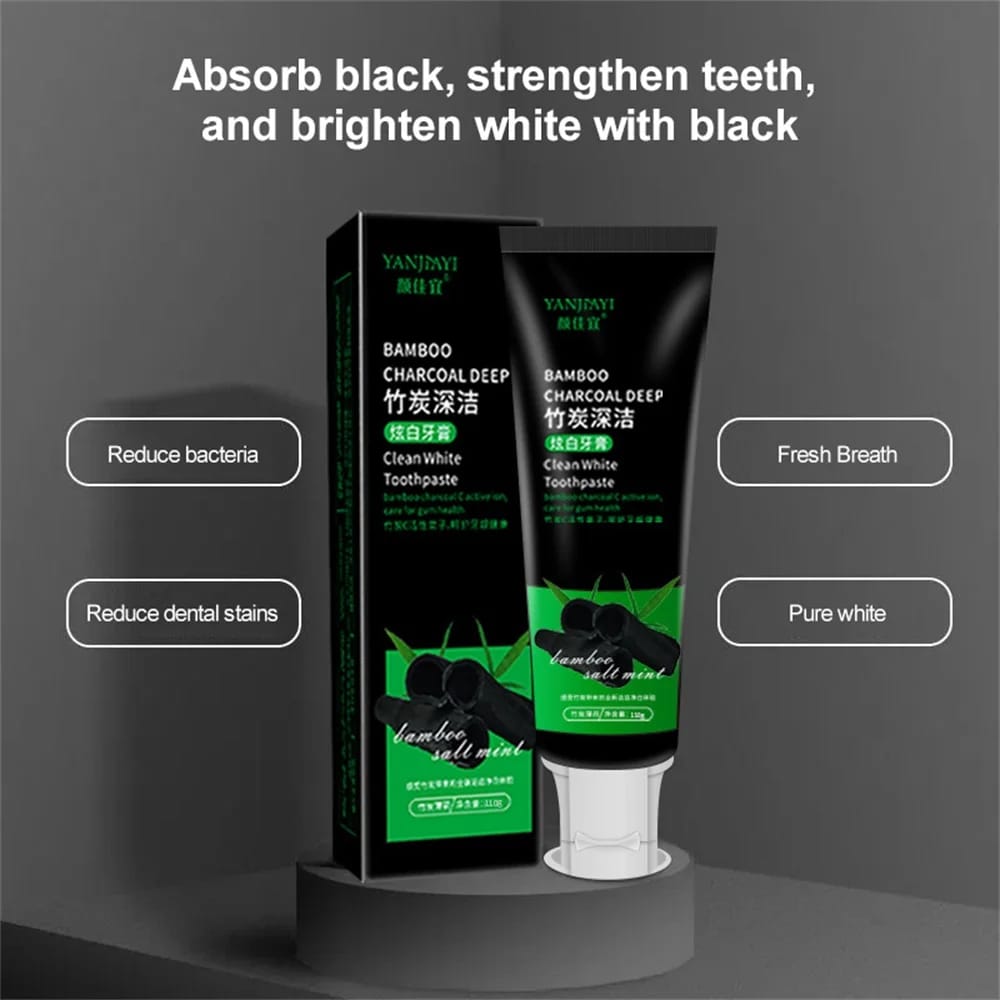 Bamboo Charcoal Black Toothpaste Deep Clean Mint Flavor Teeth Whitening