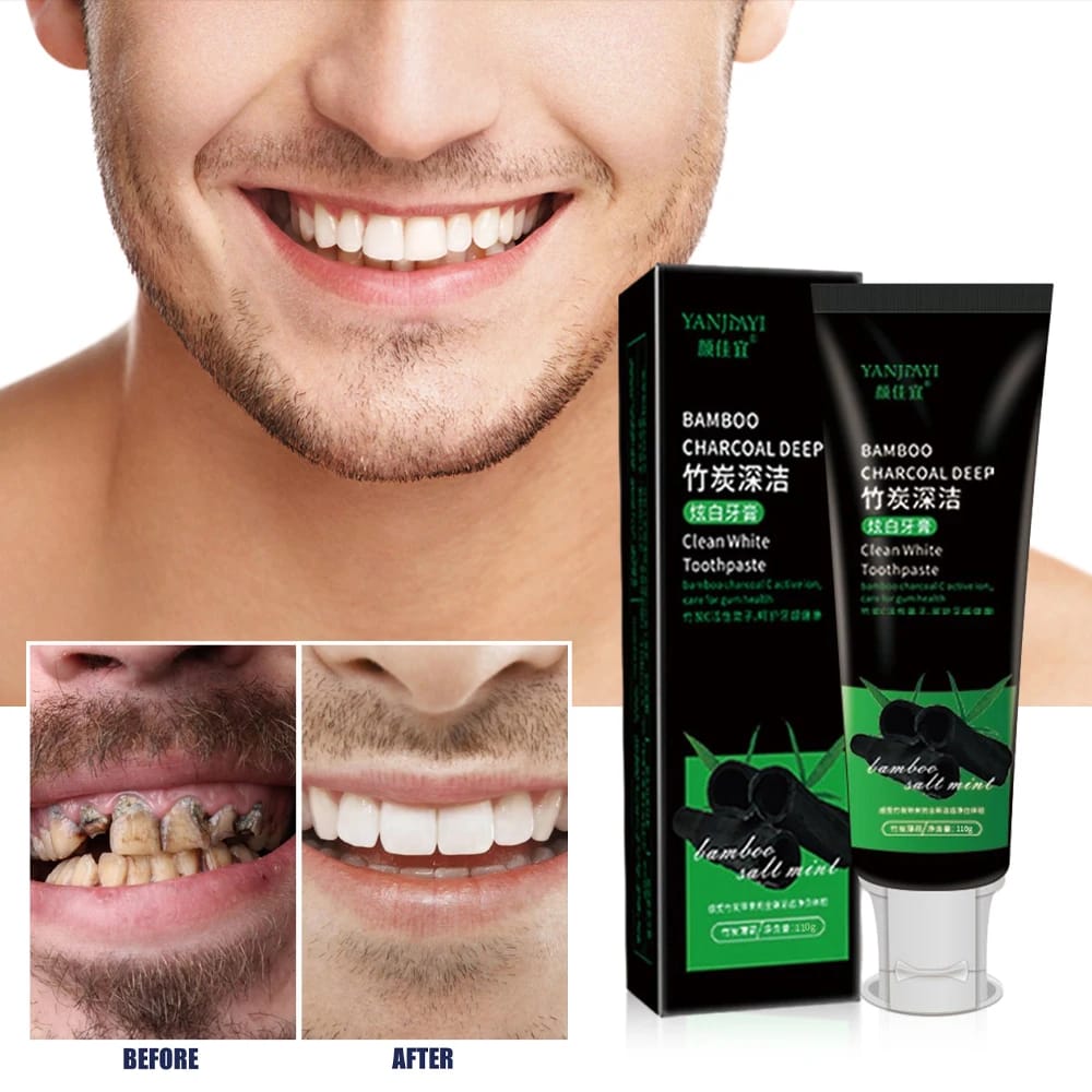 Bamboo Charcoal Black Toothpaste Deep Clean Mint Flavor Teeth Whitening