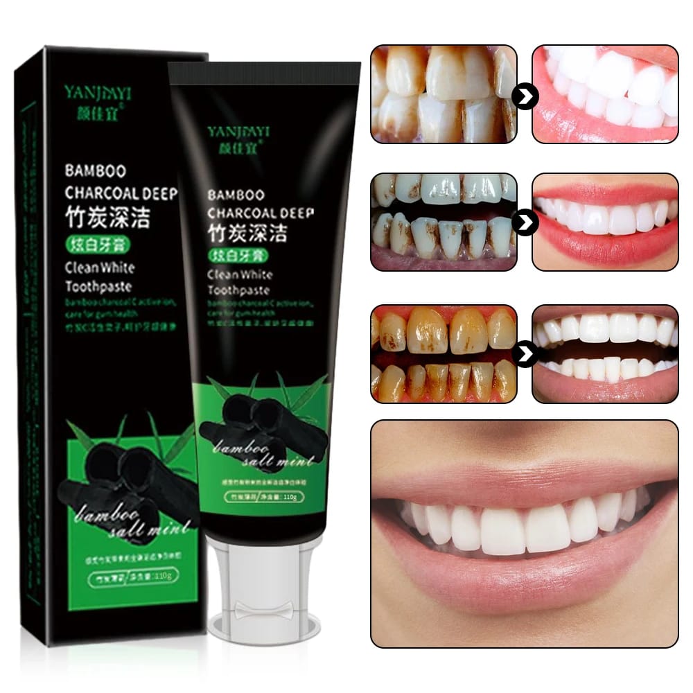 Bamboo Charcoal Black Toothpaste Deep Clean Mint Flavor Teeth Whitening