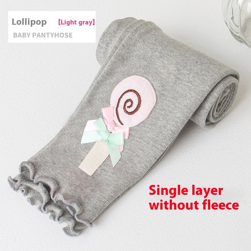 Sweet Cropped Ruffled Underwear Fleece Lined Padded Warm Keeping Slim-fit Trousers