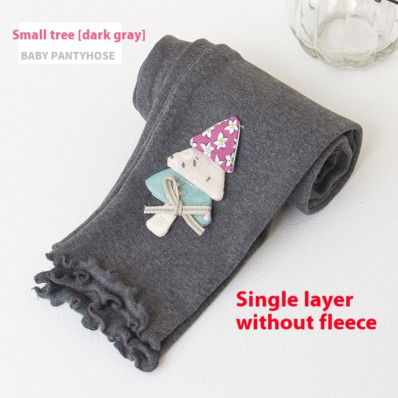 Sweet Cropped Ruffled Underwear Fleece Lined Padded Warm Keeping Slim-fit Trousers