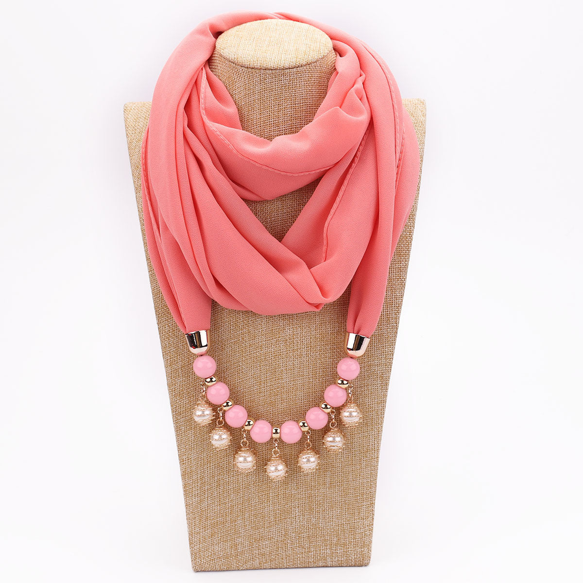 Pearl Chiffon Necklace Scarf Bib Sunscreen Women