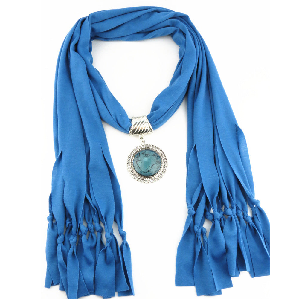 Tassel Jewelry Scarf Polyester Jersey Alloy Pendant Women's Shawl