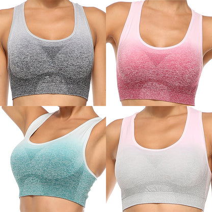 Gradient High Elastic Nylon Seamless Yoga Clothes Tights Sports Bra Set