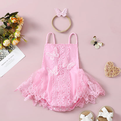 Girls' Butterfly Lace Yarn Princess Dress Headdress