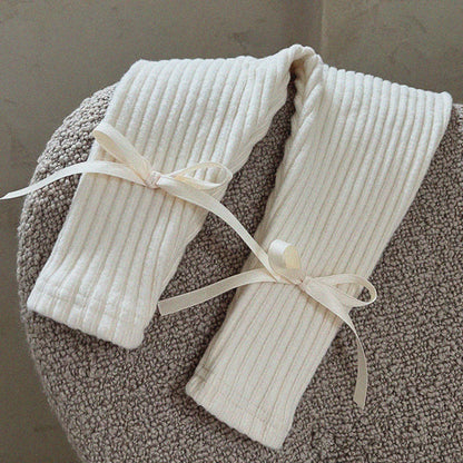 Bow Cotton Cute Trendy Sunken Stripe Leggings Crawler