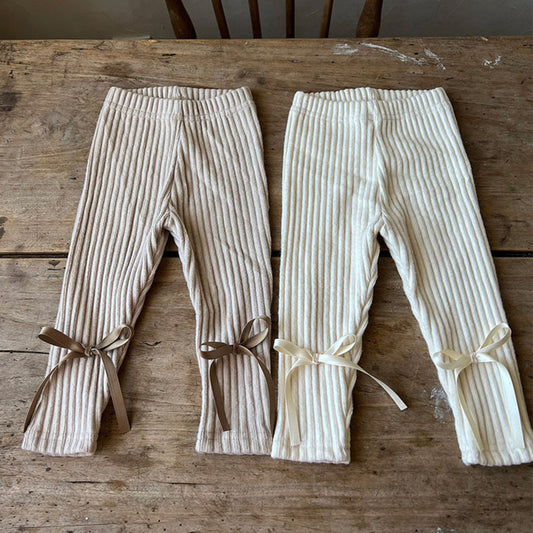 Bow Cotton Cute Trendy Sunken Stripe Leggings Crawler