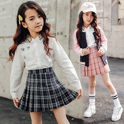 Colorful Red Tartan Skirt Versatile College Style Girl's Miniskirt