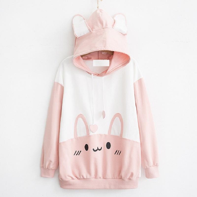 Women Casual Rabbit Hoodie High Quality Women Cartoon Pullover Oversized Hoodie Sweatshirt