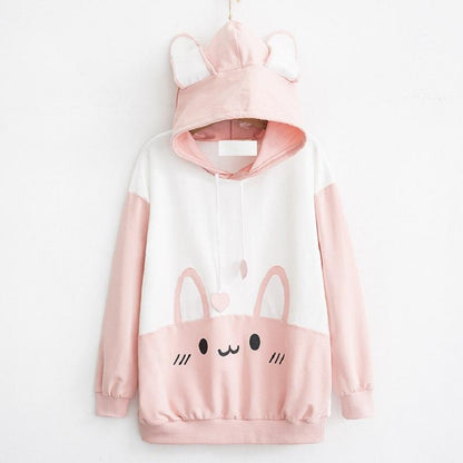 Women Casual Rabbit Hoodie High Quality Women Cartoon Pullover Oversized Hoodie Sweatshirt
