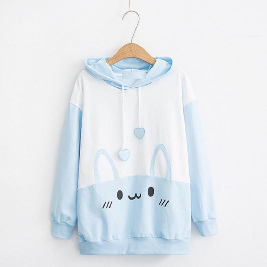 Women Casual Rabbit Hoodie High Quality Women Cartoon Pullover Oversized Hoodie Sweatshirt