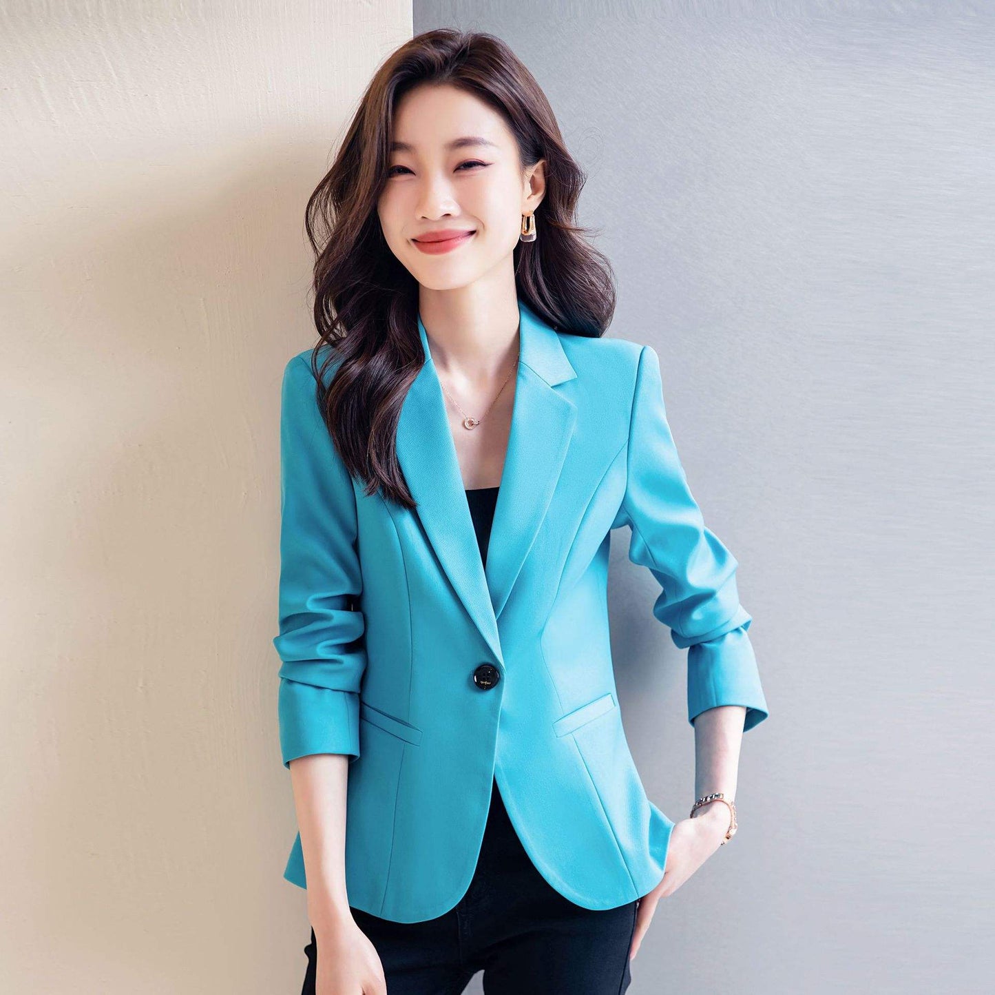 Classic Ladies White Crop Blazer Coat For Women Slim Fit