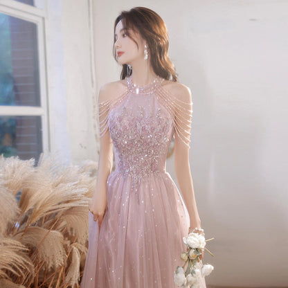 Evening Dresses Women PINK Elegant Ladies Dresses slip Long Party Party Dresses