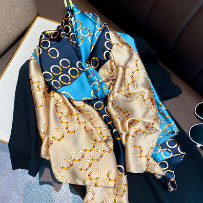 BSBH New Trendy Custom Design Ladies Scarf Digital Print H Pattern Luxury Scarf Silk Square Satin Scarf Summer With Hand Hemmed