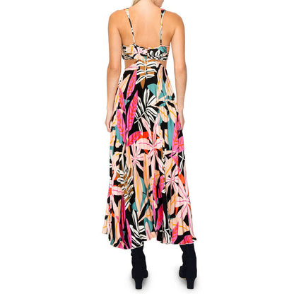 Summer Floral Maxi Dress For Women Lady V Neck Sleeveless Elegant Prom Women Casual Dress