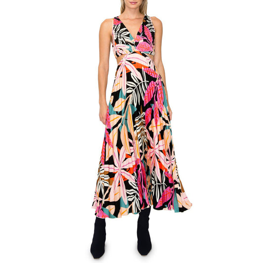 Summer Floral Maxi Dress For Women Lady V Neck Sleeveless Elegant Prom Women Casual Dress