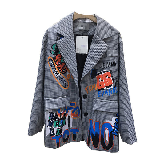 TWOTWINSTYLE Blezar Women Letter Print Notched Collar Single Breasted Ladies Blazers