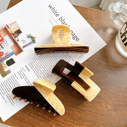 DOWELL retro collage milk coffee versatile clip stitching hair accessories acetate hair claw set