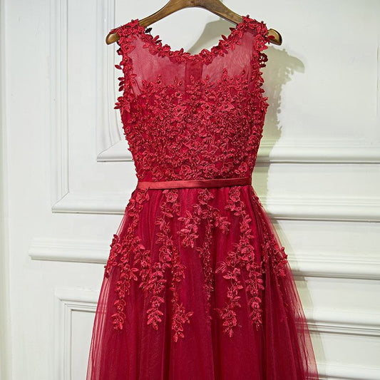 Party Dress Lace Pearls Sleeveless Formal Evening Party Dress