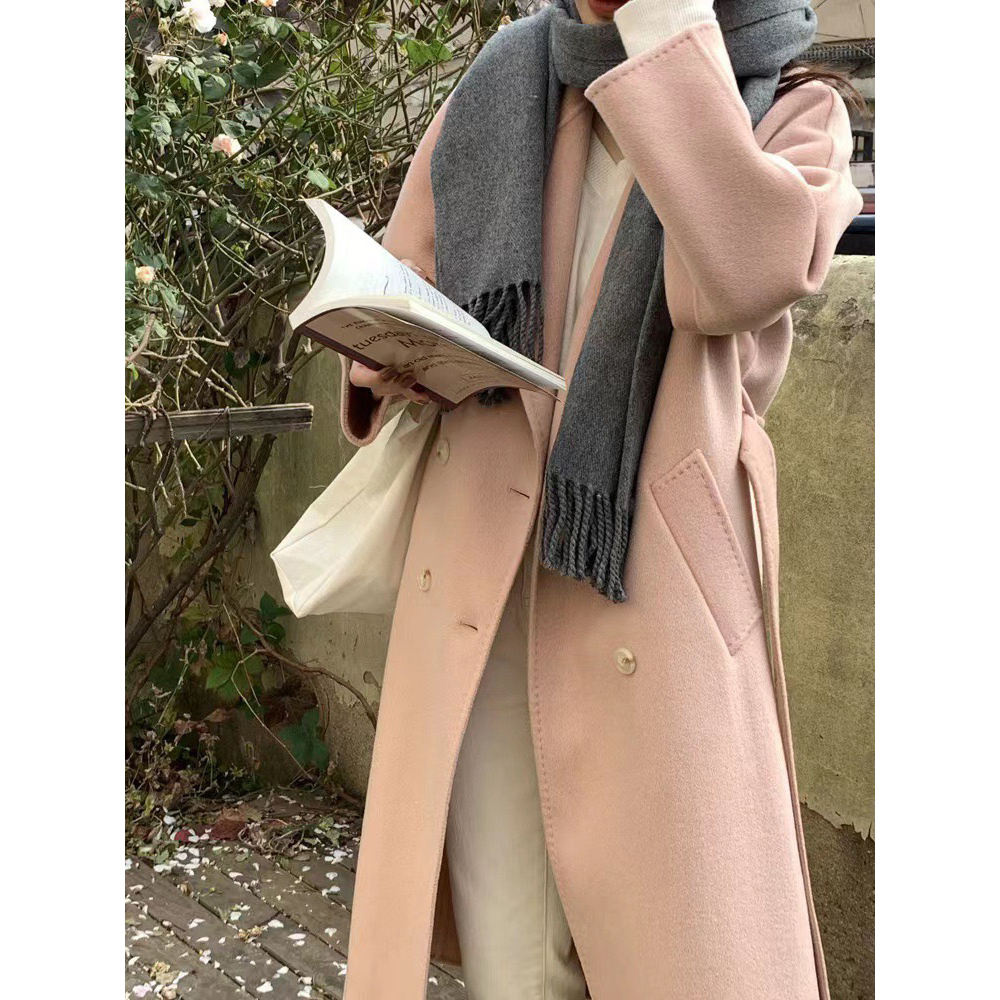High Quality Fall Winter Coats For Women Custom Double Wool Jackets Solid Turn Down Collar Long Coat For Ladies