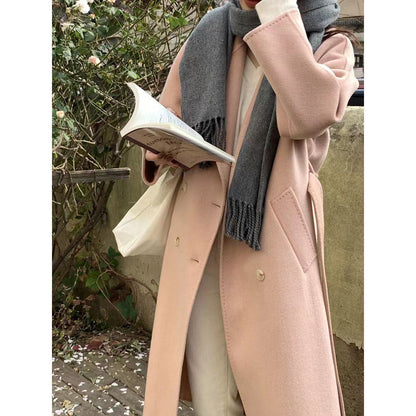 High Quality Fall Winter Coats For Women Custom Double Wool Jackets Solid Turn Down Collar Long Coat For Ladies