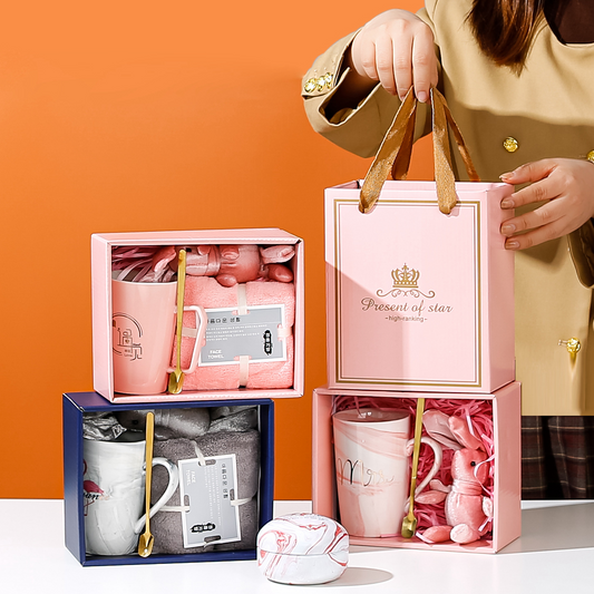 Ladies Birthday Gift Set Customized Ceramic Mug and Lovely Towel for Weddings and Promotions Guests' Souvenir Items