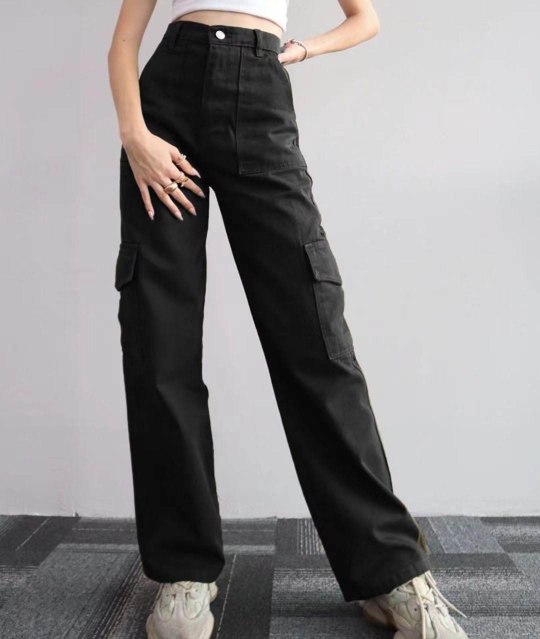 Cargo pants ladies casual trouser woman clothes pants women high waisted trousers with pocket