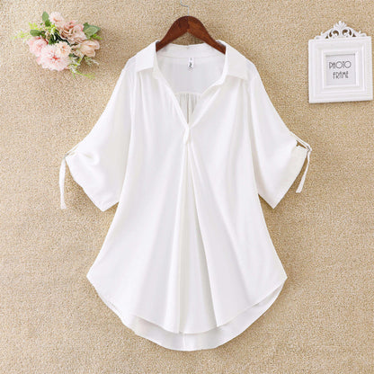 Fashion Casual Chiffon Blouse Long Style Plus Size Tops For Women