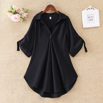 Fashion Casual Chiffon Blouse Long Style Plus Size Tops For Women