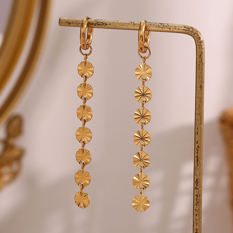 Minimalist Gold Plated Stainless Steel Long Tassel Chain Earrings Jewelry Waterproof Dangle Drop Earrings Women