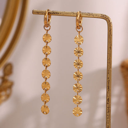 Minimalist Gold Plated Stainless Steel Long Tassel Chain Earrings Jewelry Waterproof Dangle Drop Earrings Women