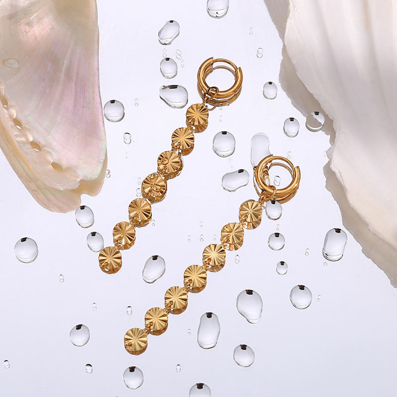 Minimalist Gold Plated Stainless Steel Long Tassel Chain Earrings Jewelry Waterproof Dangle Drop Earrings Women