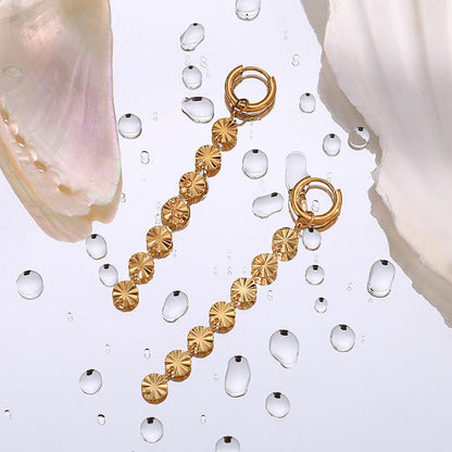 Minimalist Gold Plated Stainless Steel Long Tassel Chain Earrings Jewelry Waterproof Dangle Drop Earrings Women