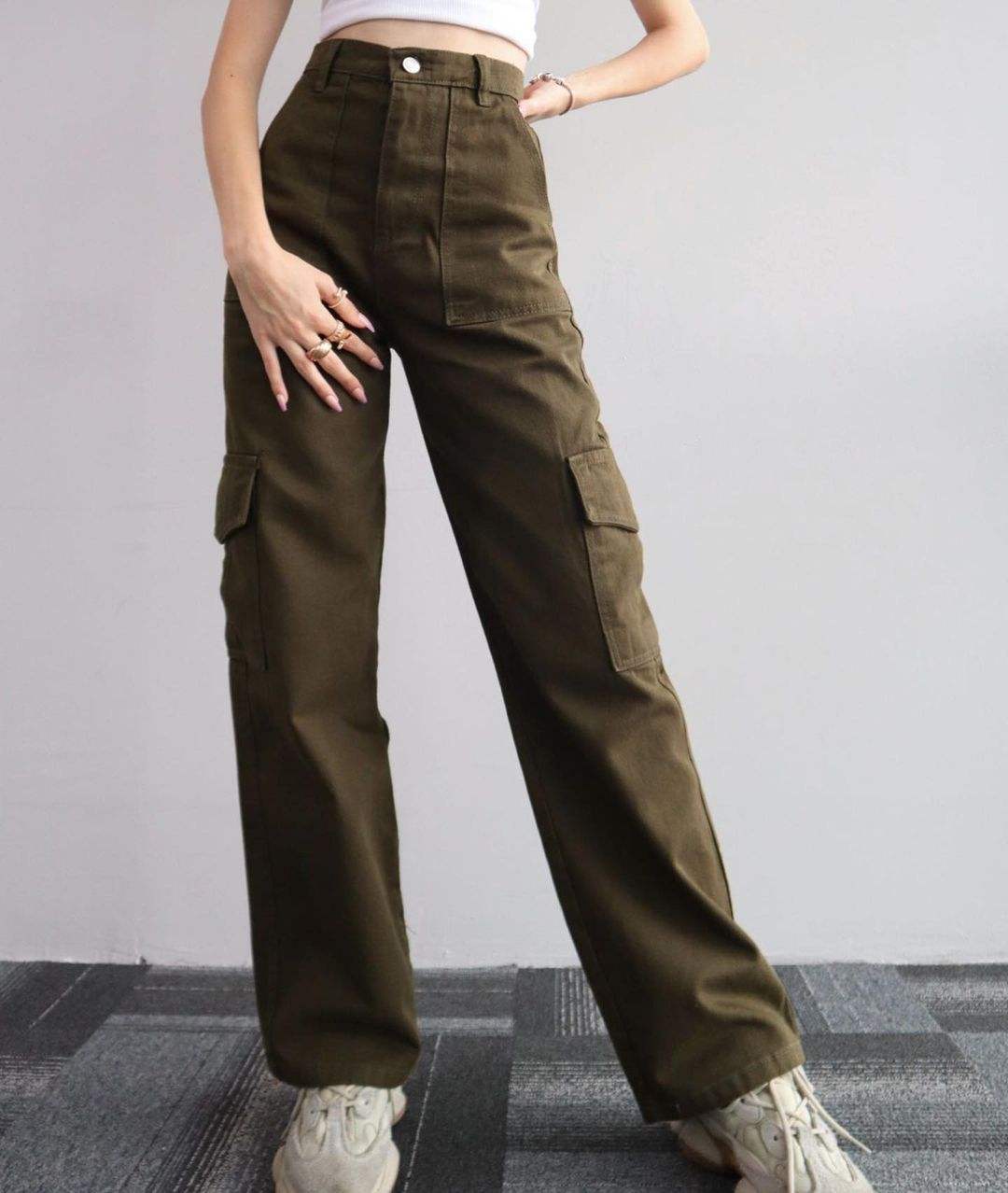 Cargo pants ladies casual trouser woman clothes pants women high waisted trousers with pocket