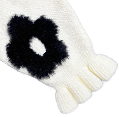 Women's Soft Touch Pullover with Flower Shape Jacquard and Ruffled Cuff for Winter Knitwear