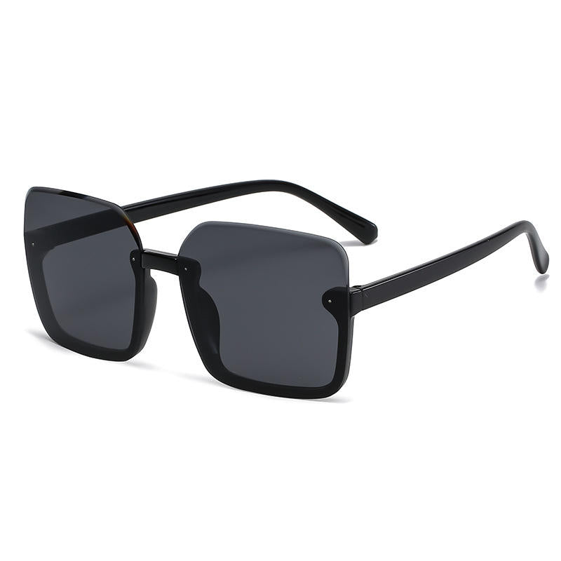 Hot Selling High End Korean Big Woman Tops Fashionable Sun Glasses Half Frame Ladies Stylish Square Oversized Sunglasses