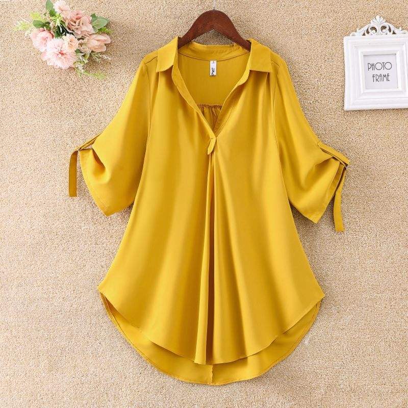 Fashion Casual Chiffon Blouse Long Style Plus Size Tops For Women