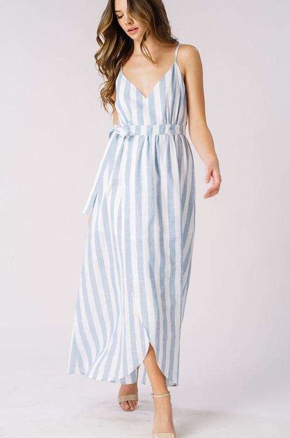 Lancai wholesale custom Latest design western wrap linen maxi linen long dress for women summer clothing