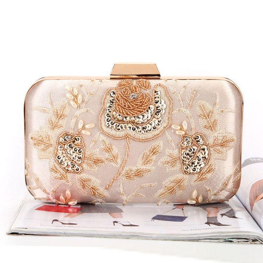 Evening Elegant Party Chain Banquet Bag Flower Clutch Handbag