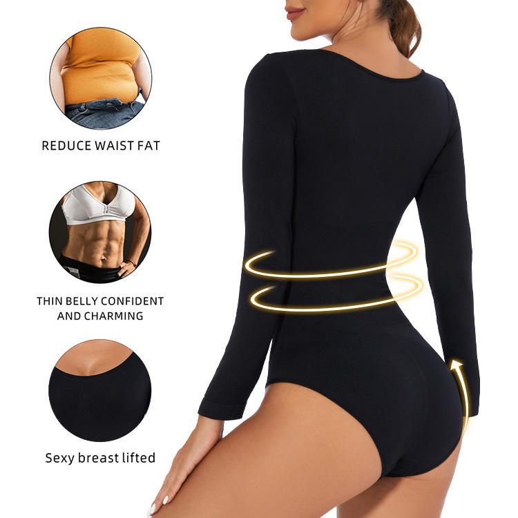 Best Shapers Long Sleeve Seamless Casual Girdle Trimmer Quick Dry Shapewear Women Bodysuit