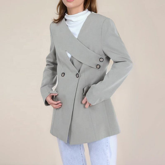 New Style Fashion Cross Design Blazers Ladies Women V-neck Irregular Waist women's suits & blazers