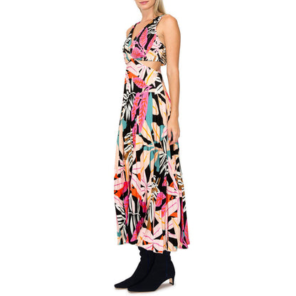 Summer Floral Maxi Dress For Women Lady V Neck Sleeveless Elegant Prom Women Casual Dress
