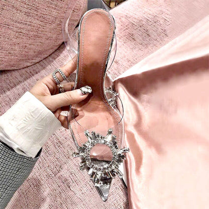 Rubber Women Transparent Sandal Ladies Dress Shoes Party Fashion New Style High-heeled Shoes In Stock