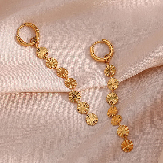 Minimalist Gold Plated Stainless Steel Long Tassel Chain Earrings Jewelry Waterproof Dangle Drop Earrings Women