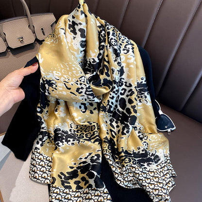 BSBH New Trendy Custom Design Ladies Scarf Digital Print H Pattern Luxury Scarf Silk Square Satin Scarf Summer With Hand Hemmed