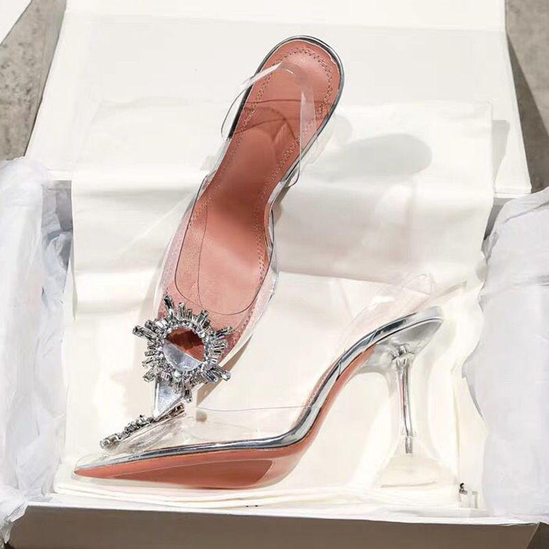 Rubber Women Transparent Sandal Ladies Dress Shoes Party Fashion New Style High-heeled Shoes In Stock