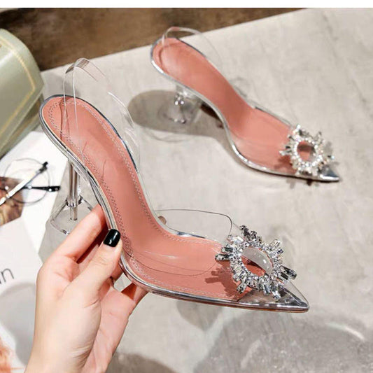 Rubber Women Transparent Sandal Ladies Dress Shoes Party Fashion New Style High-heeled Shoes In Stock