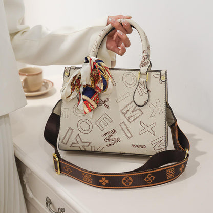 New Fashion Luxury Letter Printing PU Leather High Quality Women's Daily Versatile Handheld Shoulder Bag