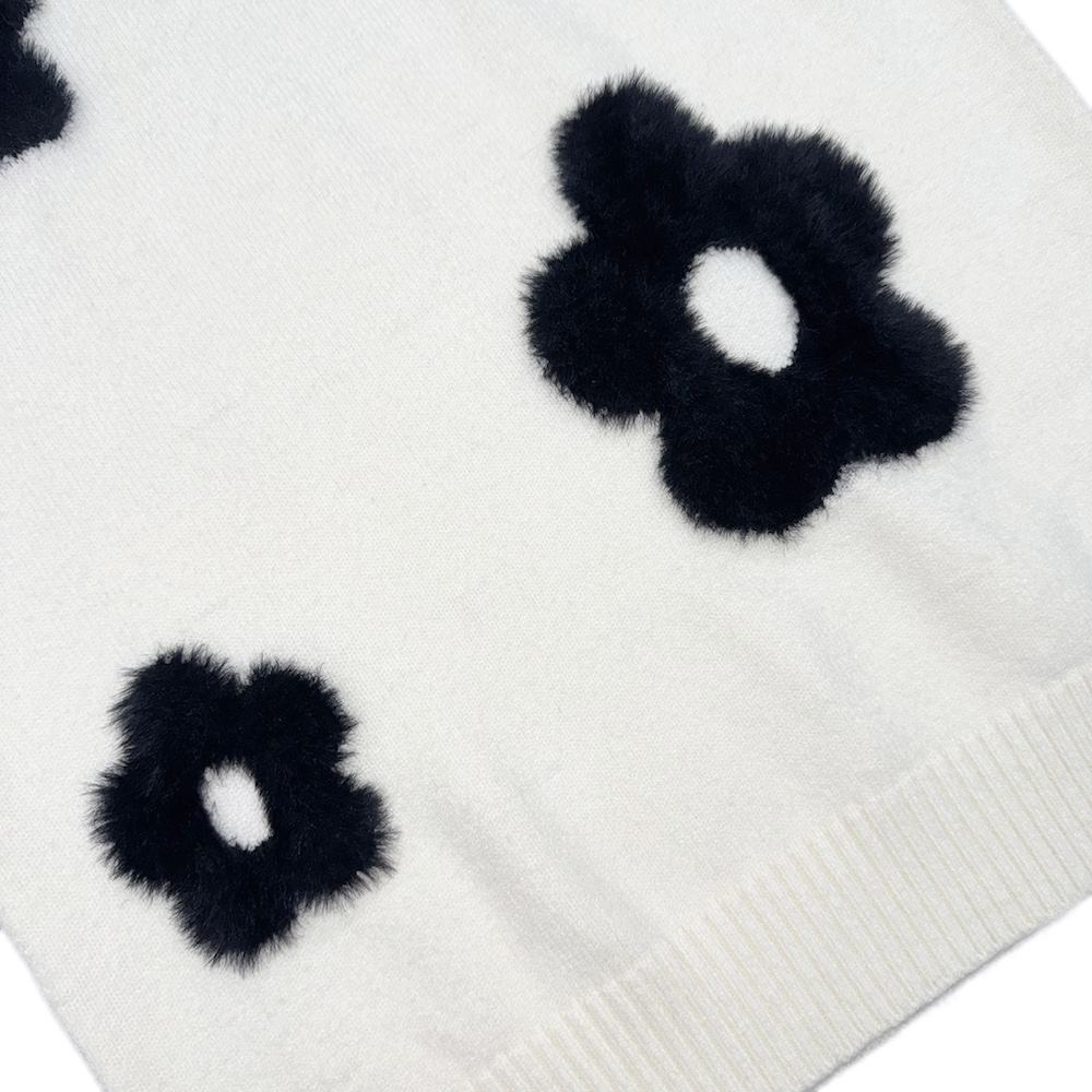 Women's Soft Touch Pullover with Flower Shape Jacquard and Ruffled Cuff for Winter Knitwear
